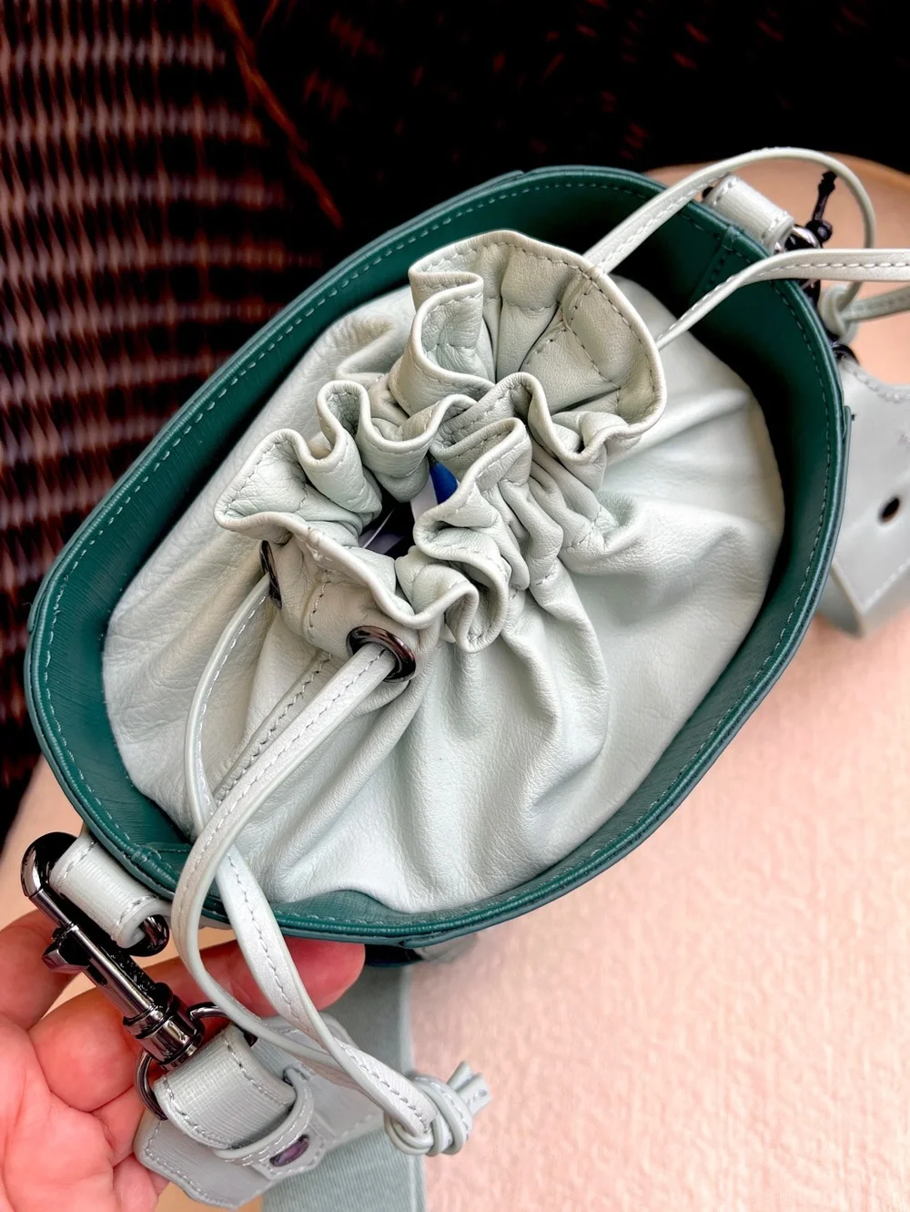 BOTKIER Park Slope Mini Wide strap leather bag Emerald combo green NWT